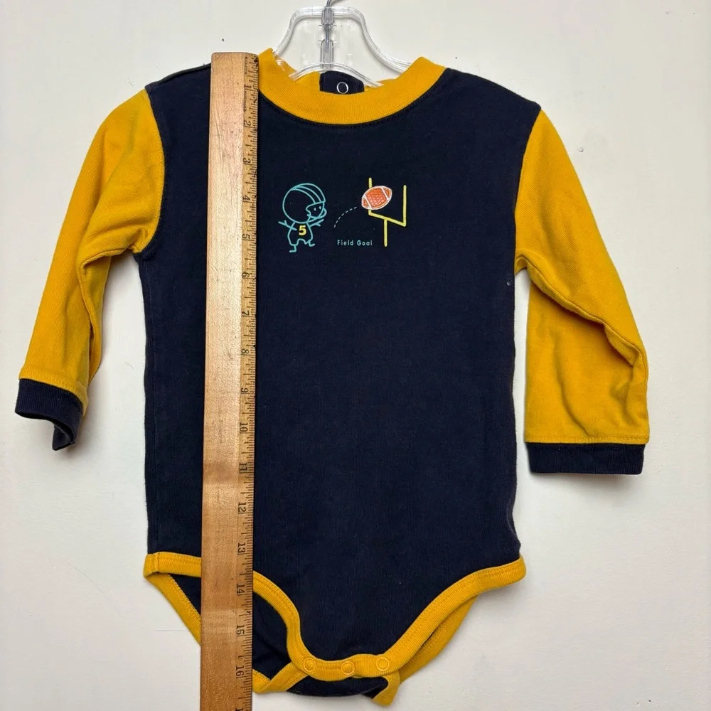 Vintage Gymboree Baby Bodysuit Size 12-19 Months Blue Football‎ Field Goal Fall